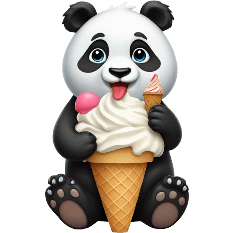 Panda eating ice cream emoji