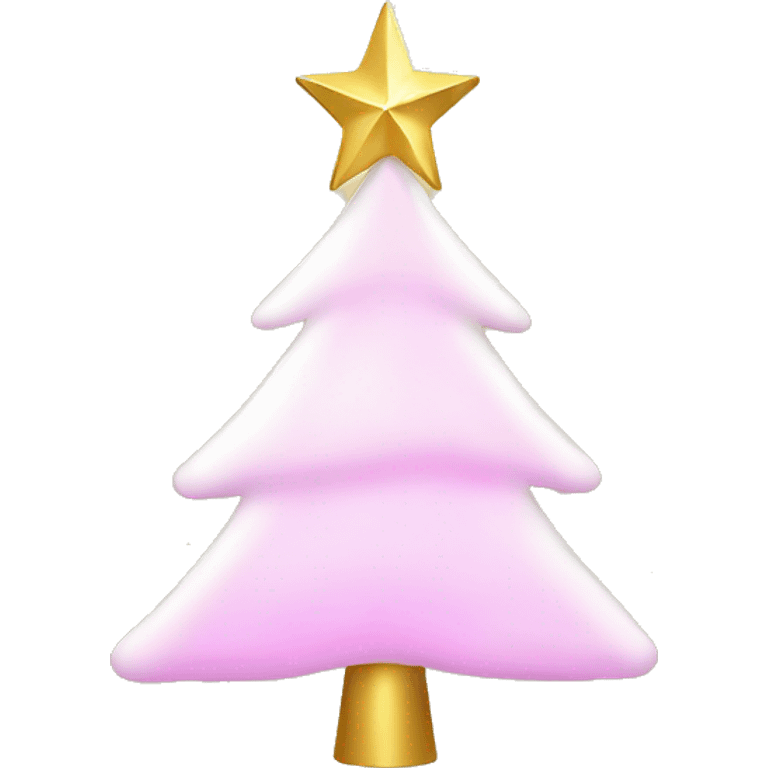 white christmas tree with pink lights and a gold star at the top emoji