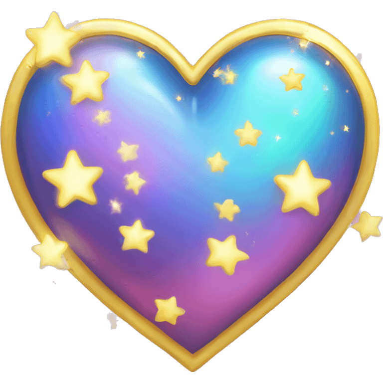 Iridescent heart with twinkle stars emoji