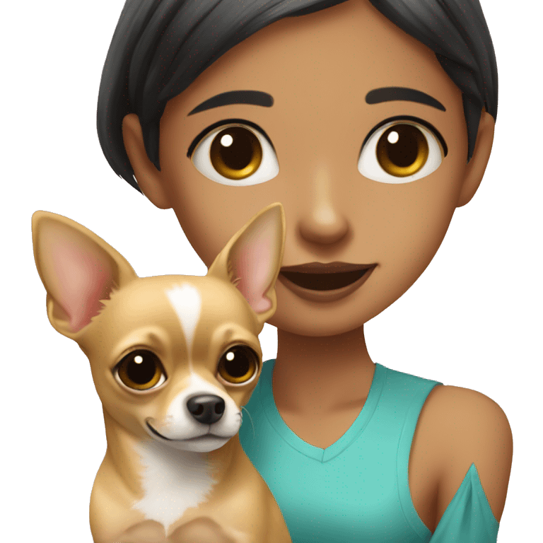 chihuahua with a girl emoji