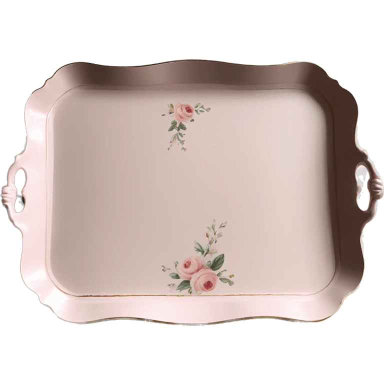 Light pink floral serving tray with handles, shabby chic style emoji