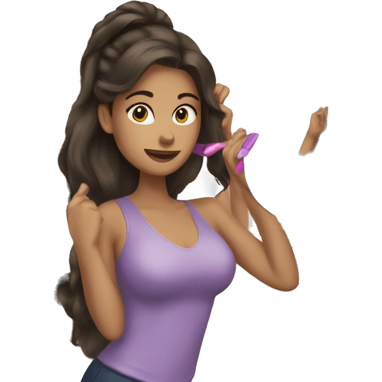 A brunette girl getting ready emoji