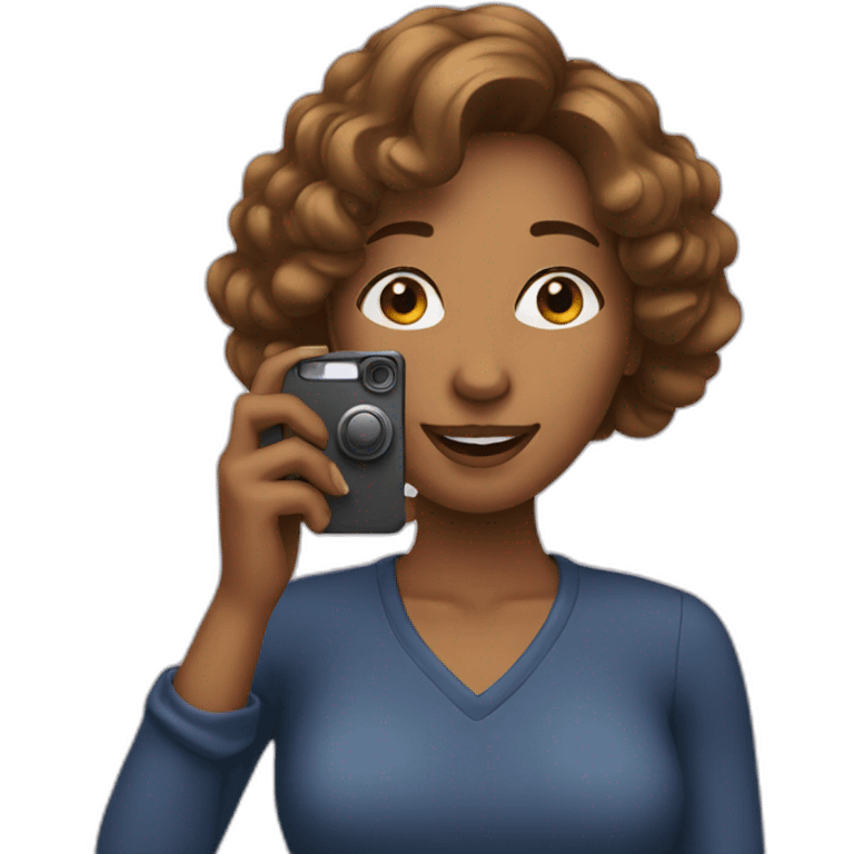 a woman takes a photo on the phone emoji