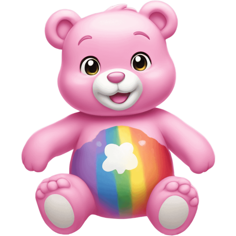 light pink care bear with rainbow belly emoji