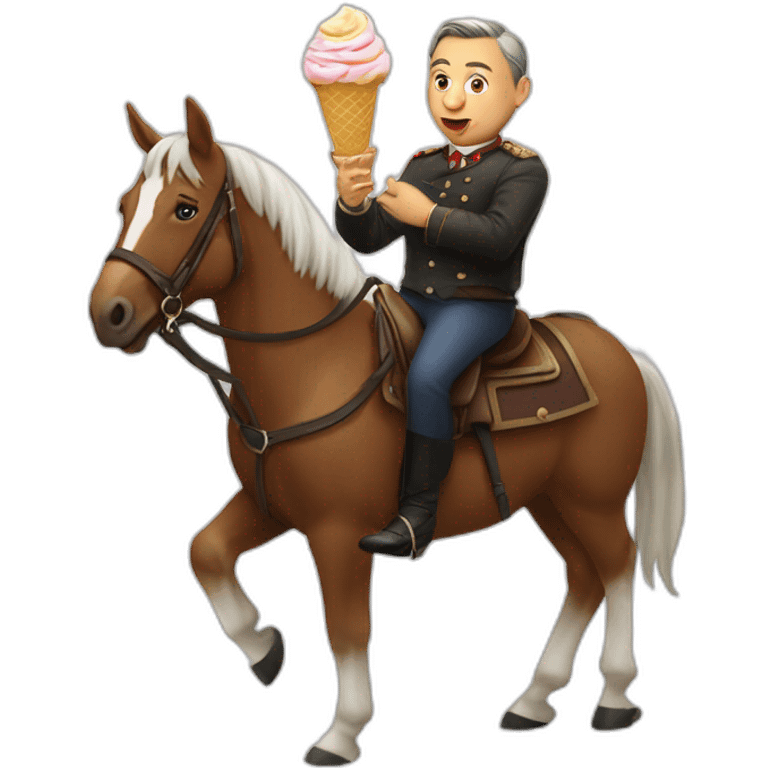 Orbán Viktor eating Ice cream while riding a horse emoji