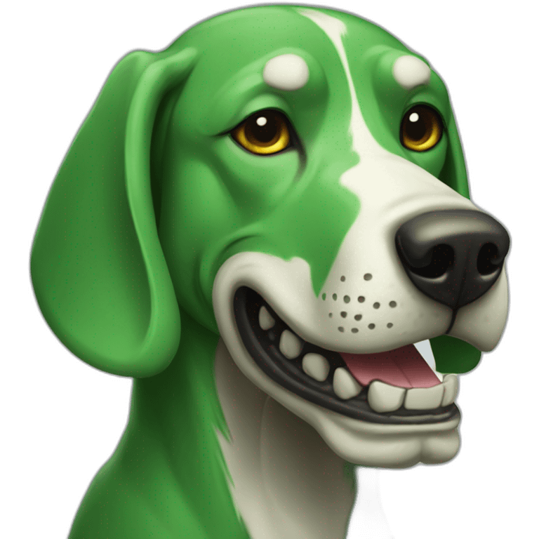 Green hound with a skull mask on its face emoji