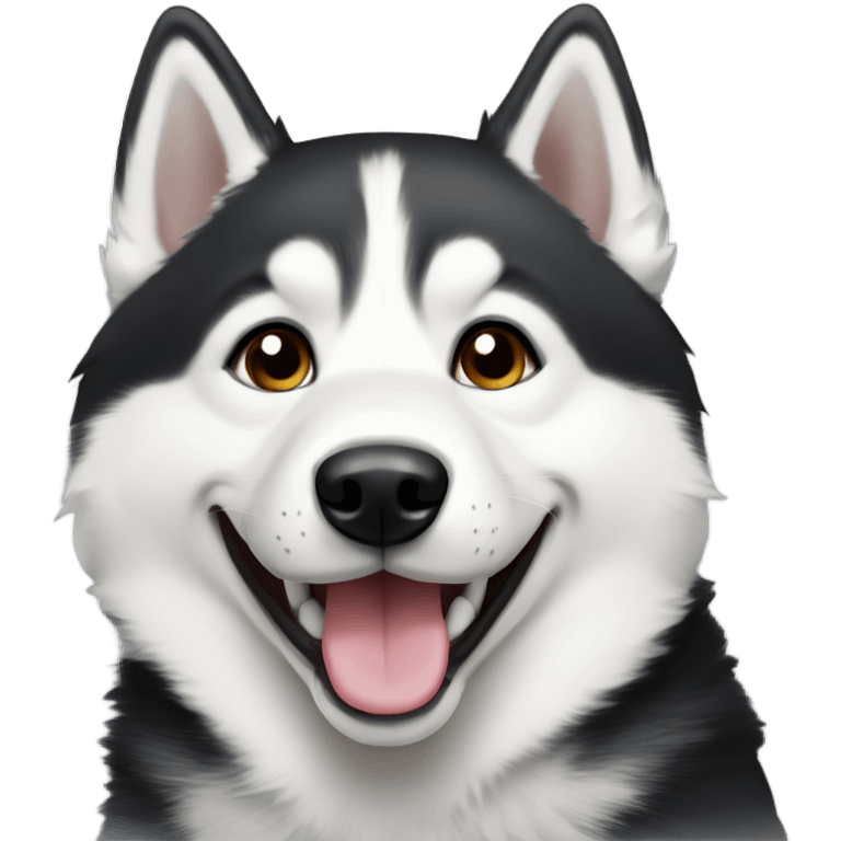 Siberian husky black and white smile emoji