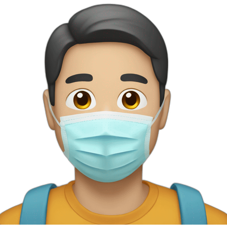 Asian Man with N95 Mask emoji