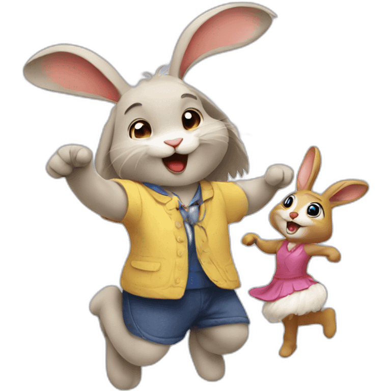 rabbit dancing with a girl emoji