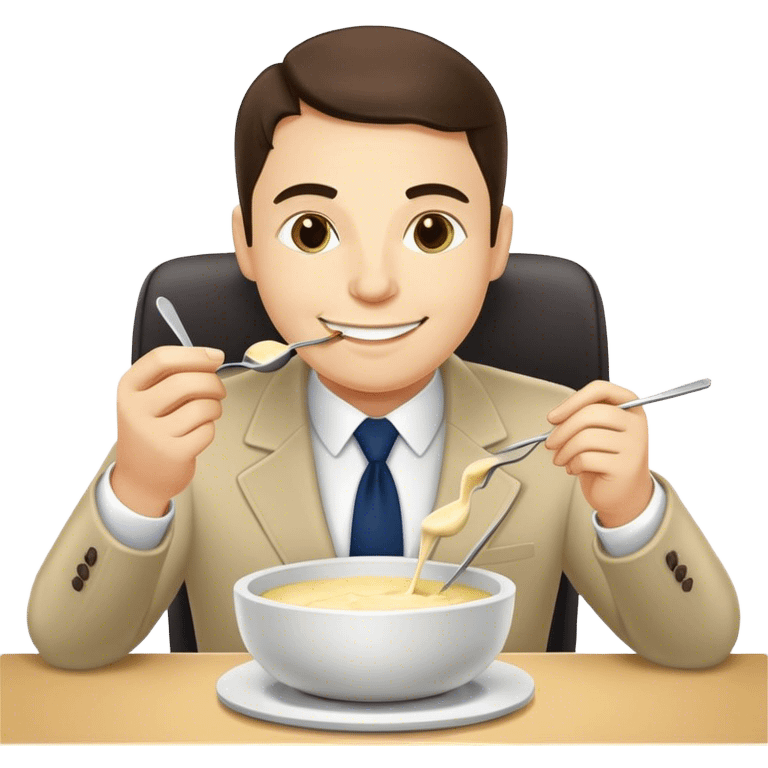 Bank manager eating Fondue emoji