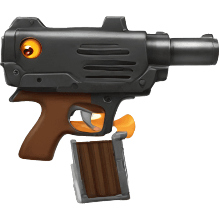 brown hand with large scary dark nerf gun emoji