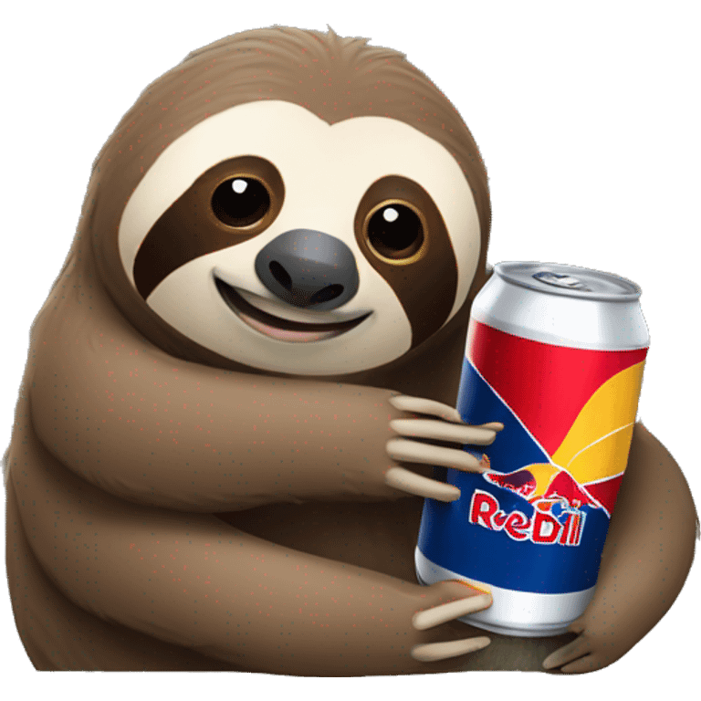 sloth with RedBull can and laptop emoji