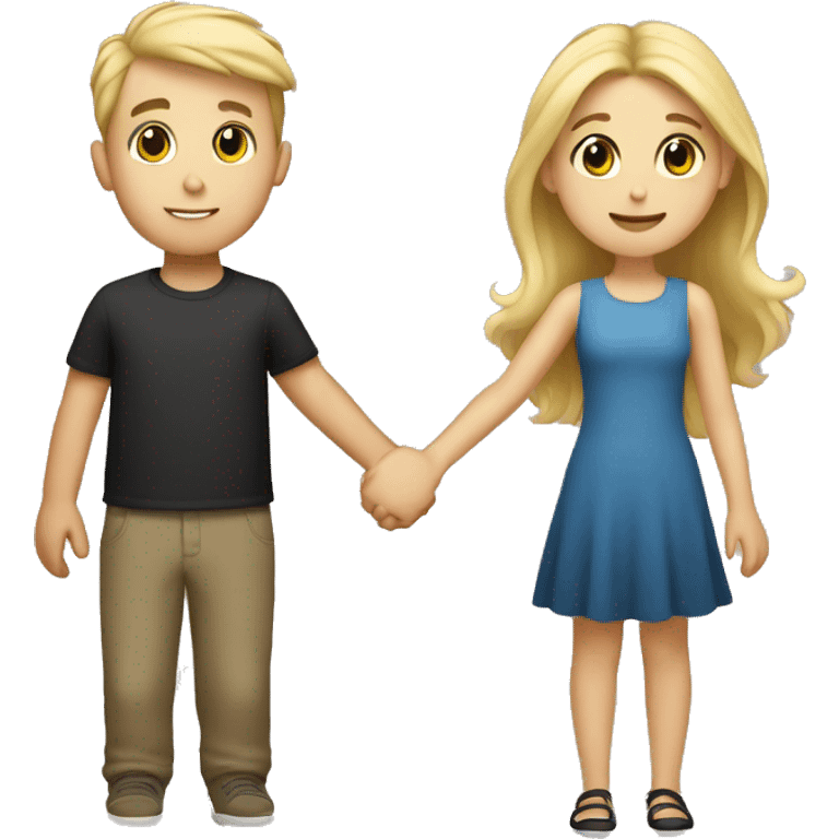 blonde boy and brunette girl holding hands emoji