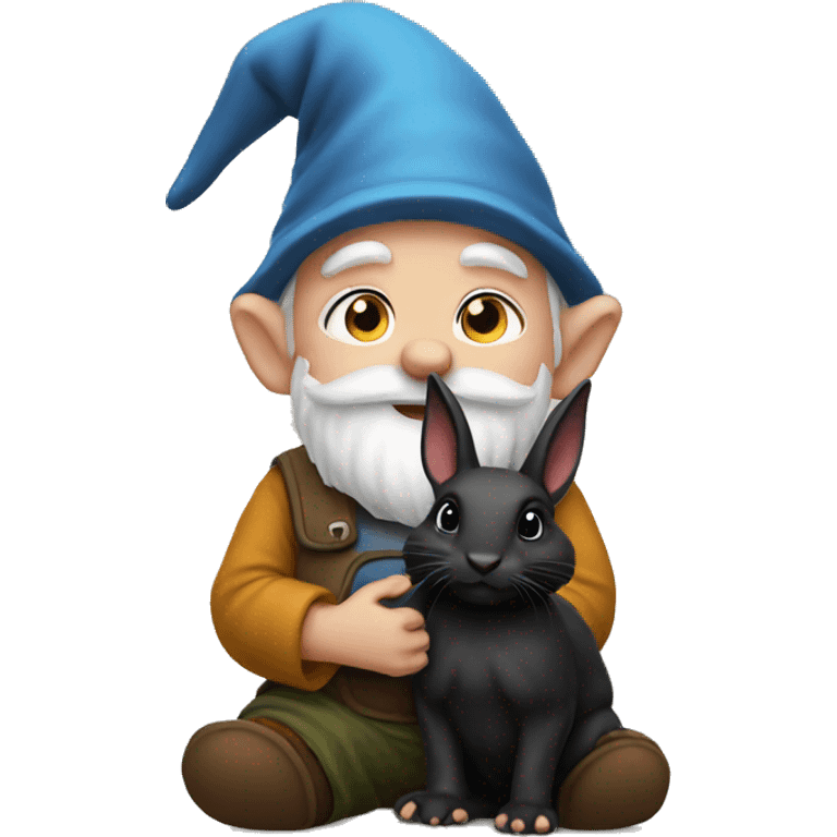 Gnome holding a black bunny  emoji