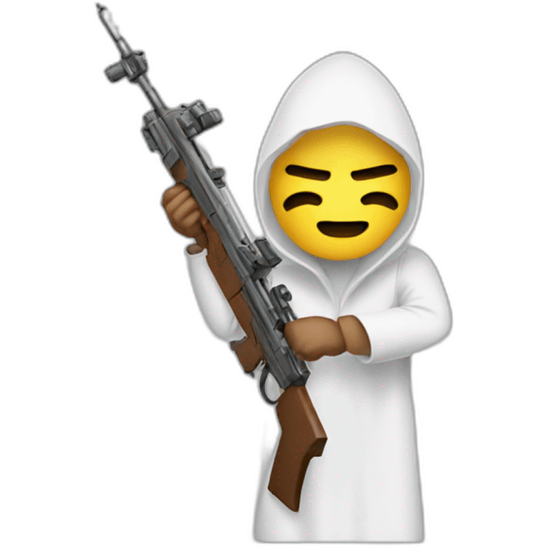 Allah with a weapon that shoots bullets emoji