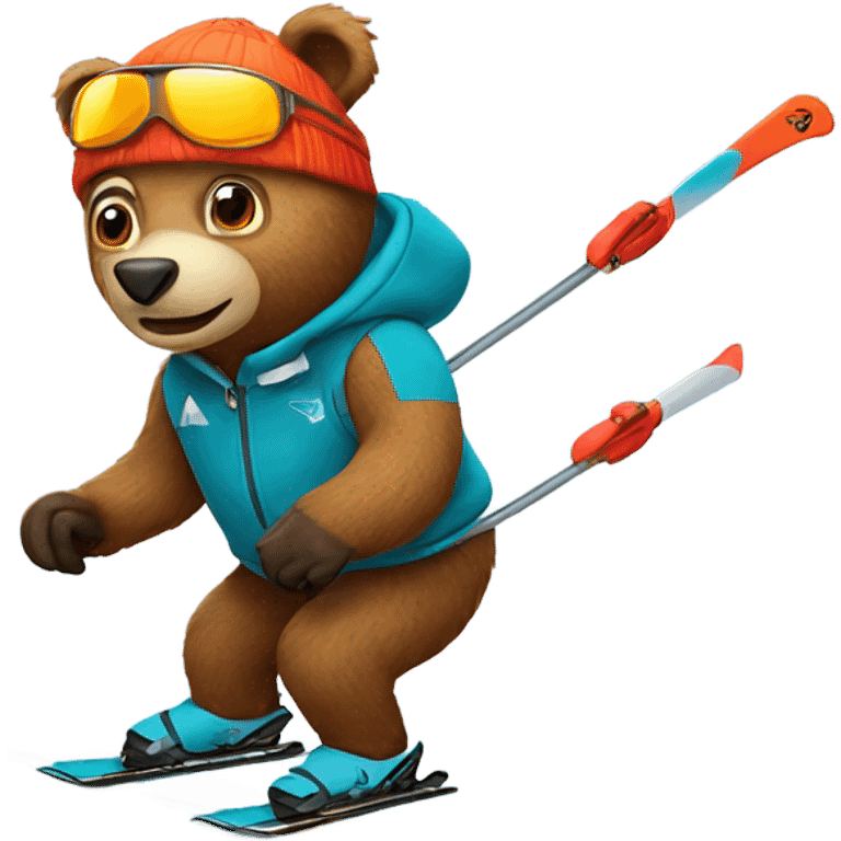 A skiing bear emoji