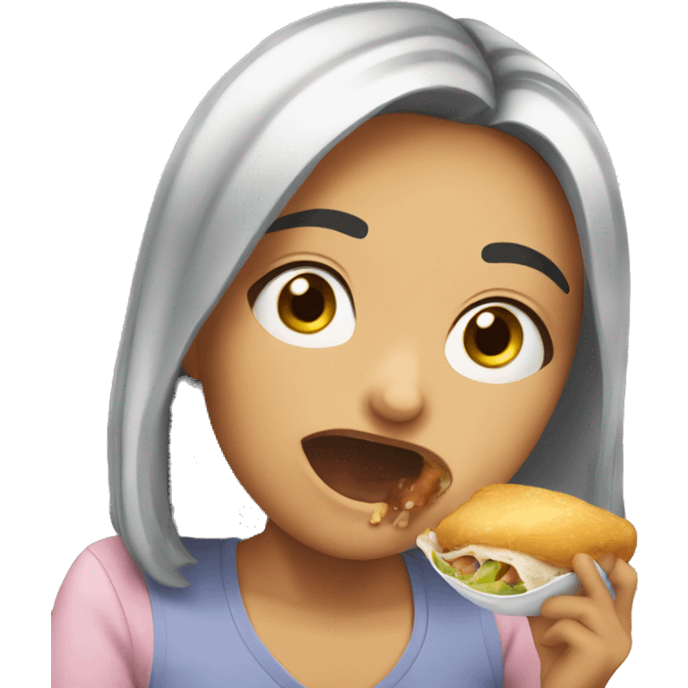 Pretty girl burping at lunch  emoji