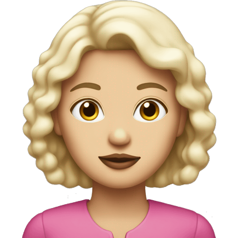 Woman with pink lips holding a tcat emoji