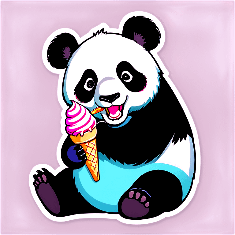 Panda eating ice cream emoji