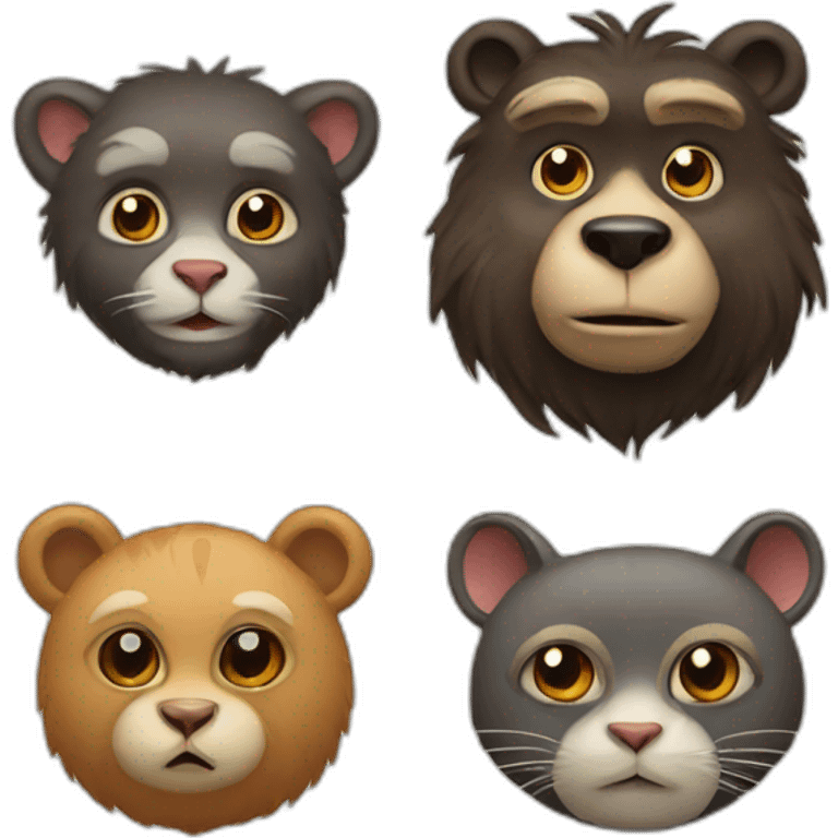 Cat monkey and bear emoji