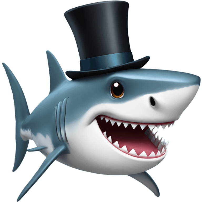 Shark with a top hat emoji