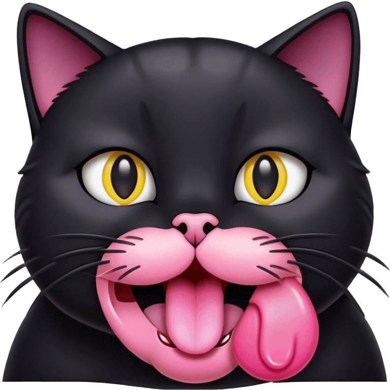 Black cat tiny tongue emoji