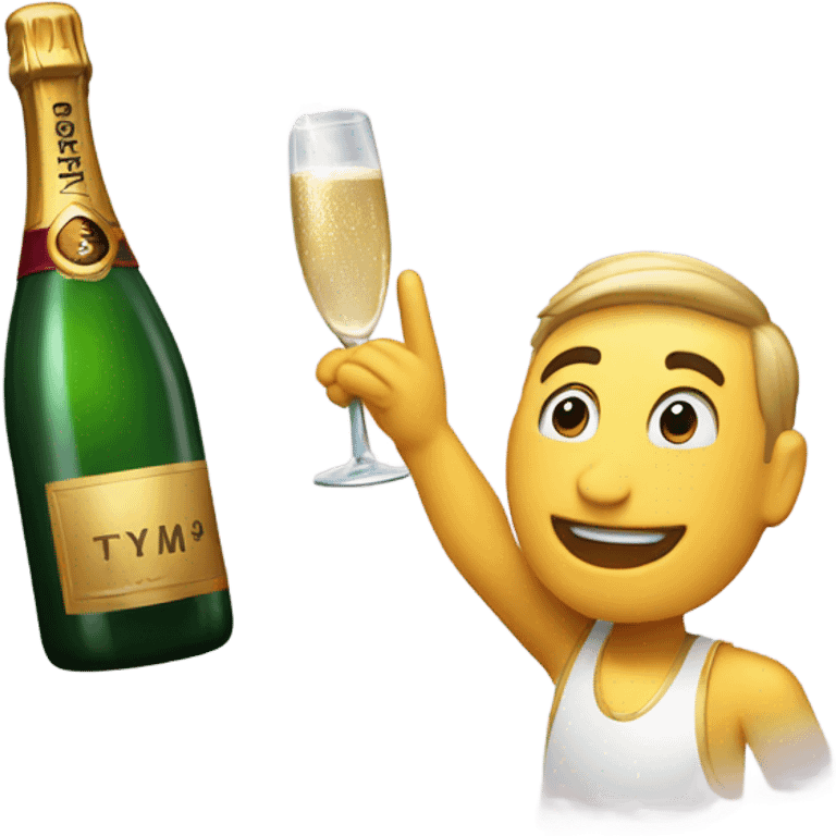 high five with expensive bottle of champagne emoji