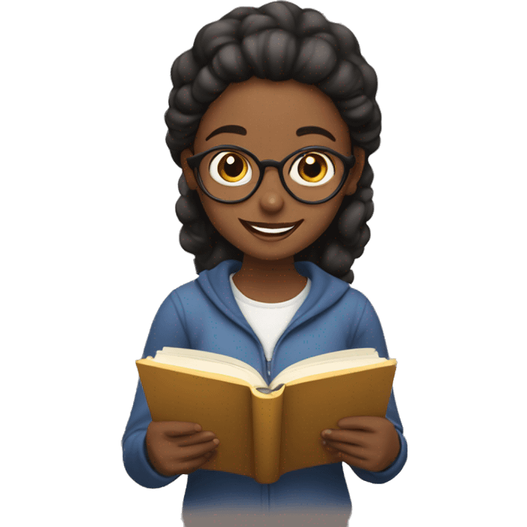 girl happily reading a book emoji