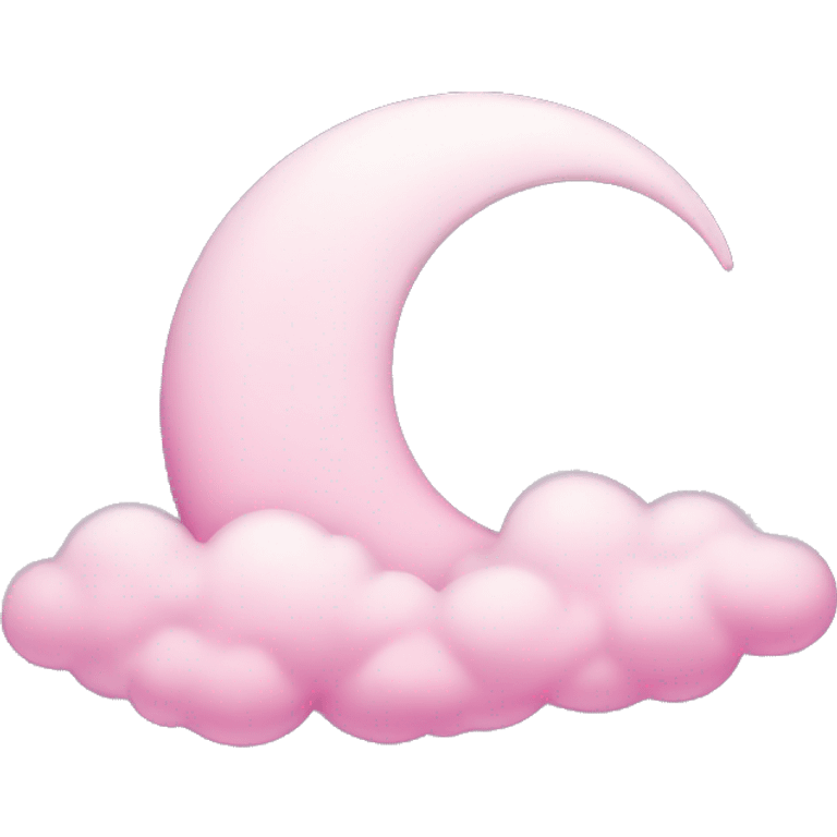 Pink crescent moon with sparkly white clouds emoji