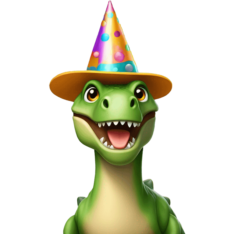 Dinosaur with party hat emoji