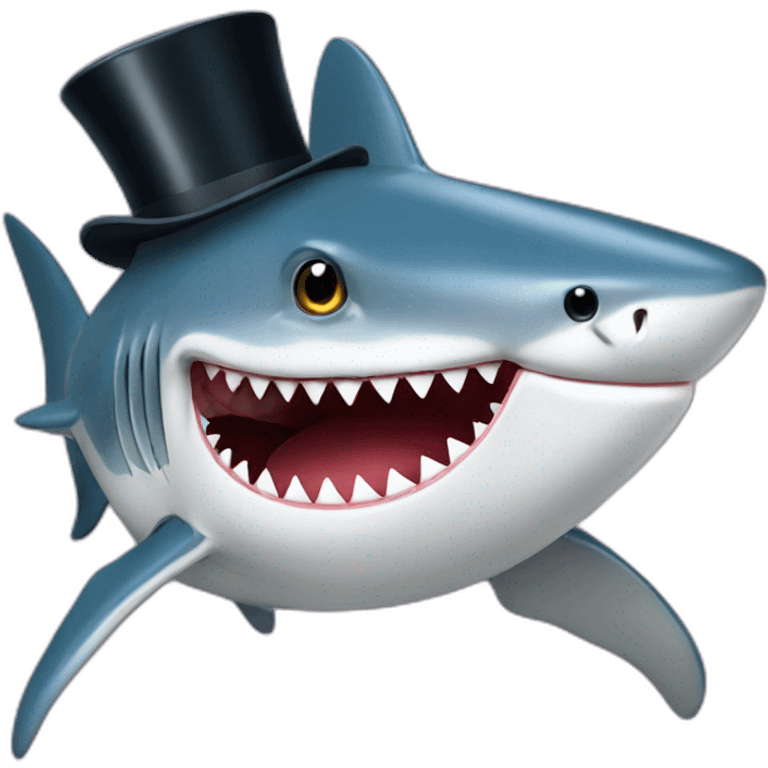 Shark with a top hat emoji