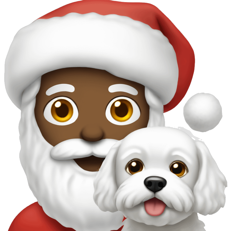 Santa holding a white bichon emoji