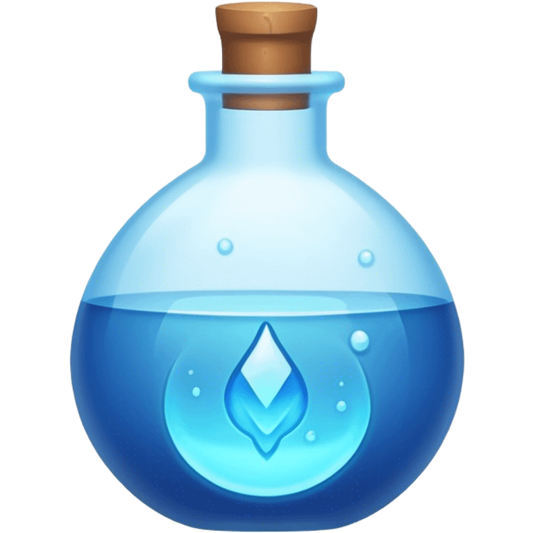 Clash of Clans aesthetic: Cinematic Playful Pixel 3D blue mana Potion Emoji, rendered in a 3D vector-style similar to standard emojis with minimal shading and bold, simplified shapes. A compact, distinct form with signature details, softly glowing with a pixelated adventure charm. Simplified yet unmistakably iconic, highly detailed and consistent, glowing with a soft radiance and high shine. Stylized with a touch of classic pixel-art charm and a soft glowing outline, capturing the essence of a beloved gaming relic with a friendly, playful manner! emoji