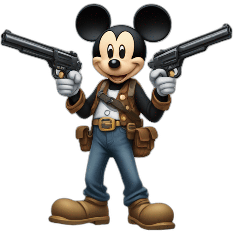 mickey mouse with two guns emoji