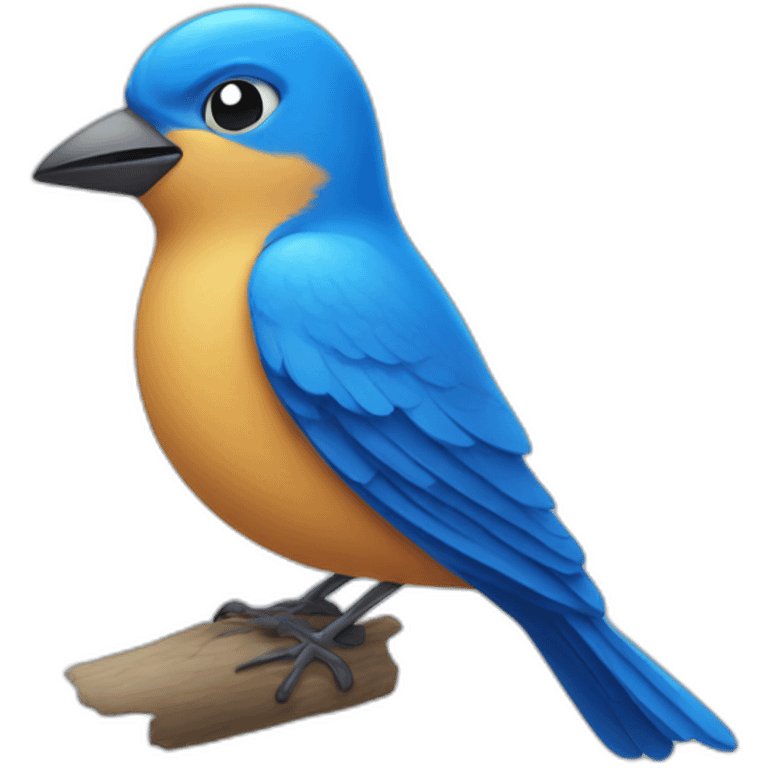 Blue bird with a human face inside emoji