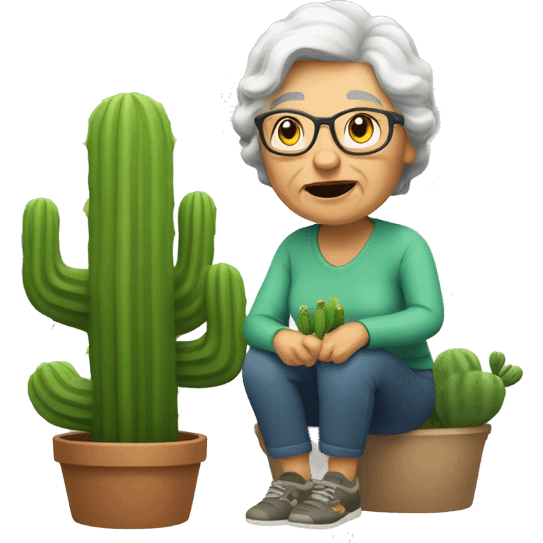 Grandma with a cactus emoji