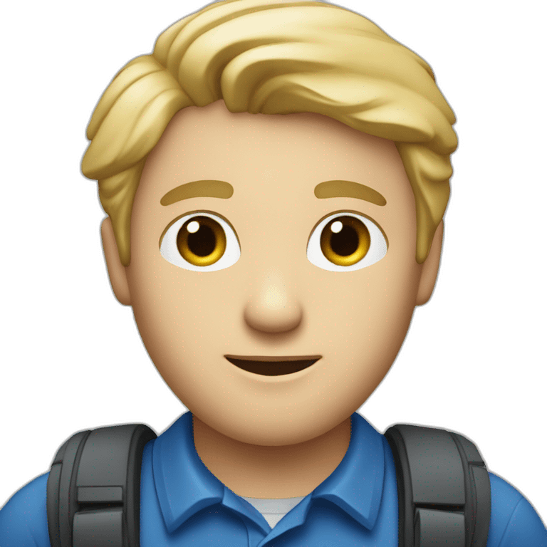 male computer expert, blonde hair, blue polo shirt emoji