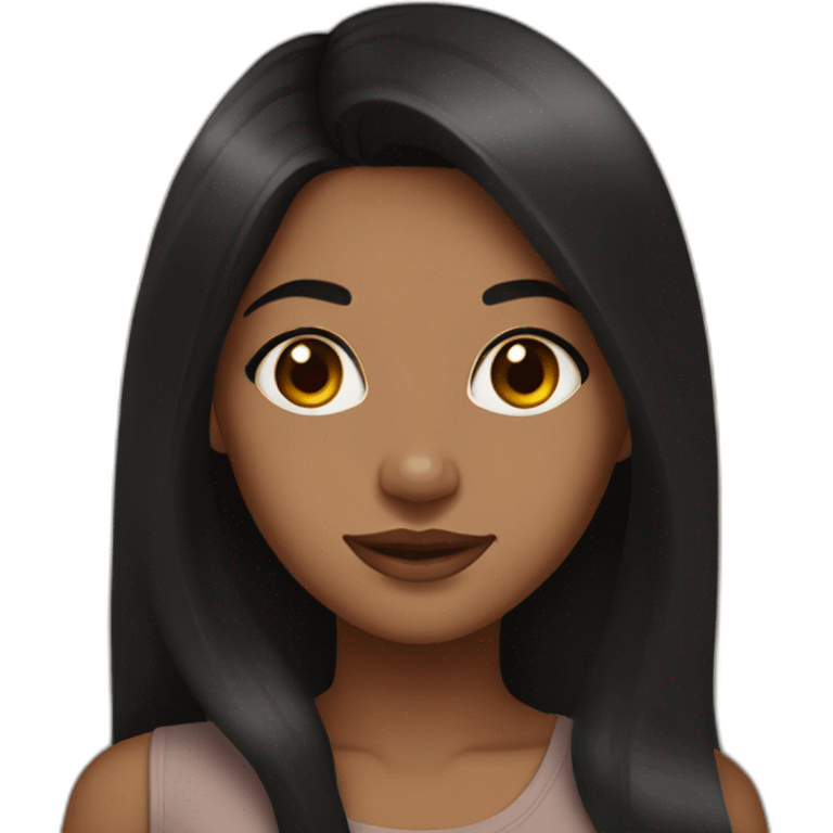 brown girl straight black hair, with amber eyes and long dark hair with light brown skin emoji