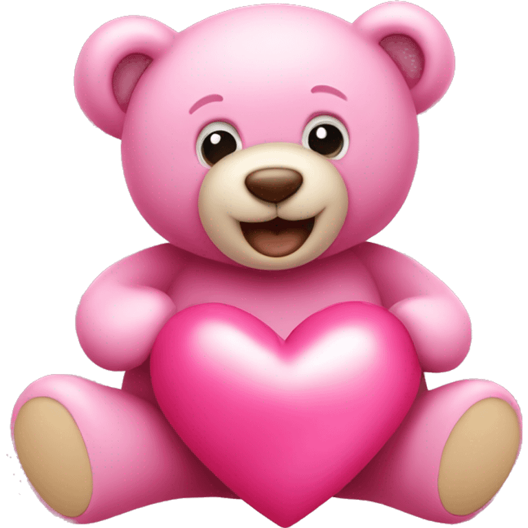 pink heart and happy teddy bear emoji