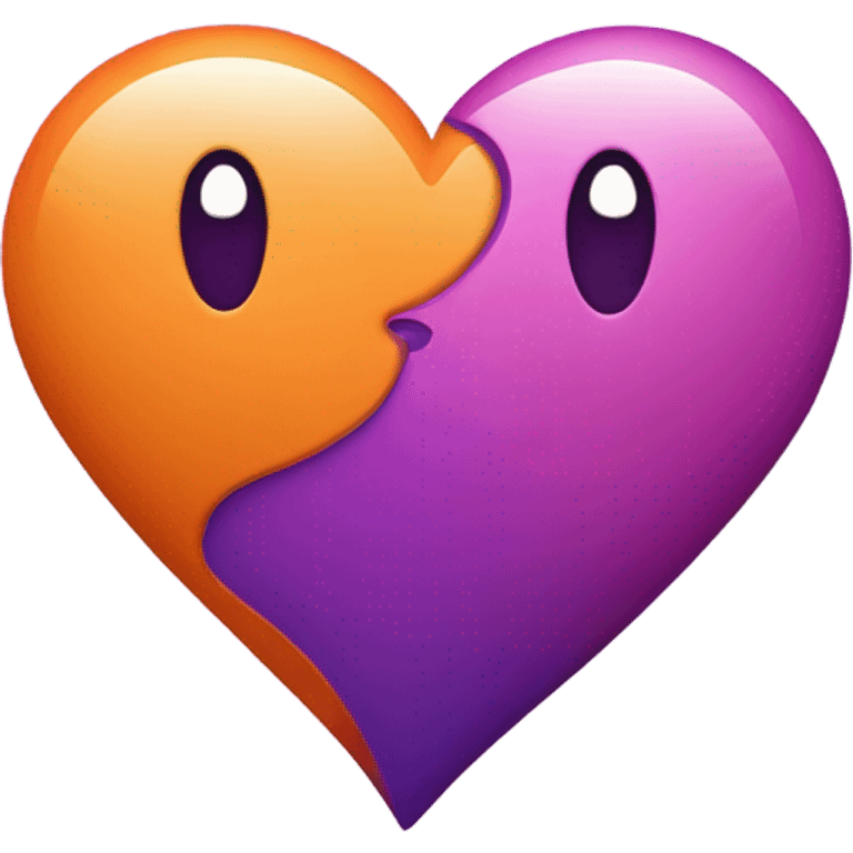 Orange heart & pink heart turning purple emoji