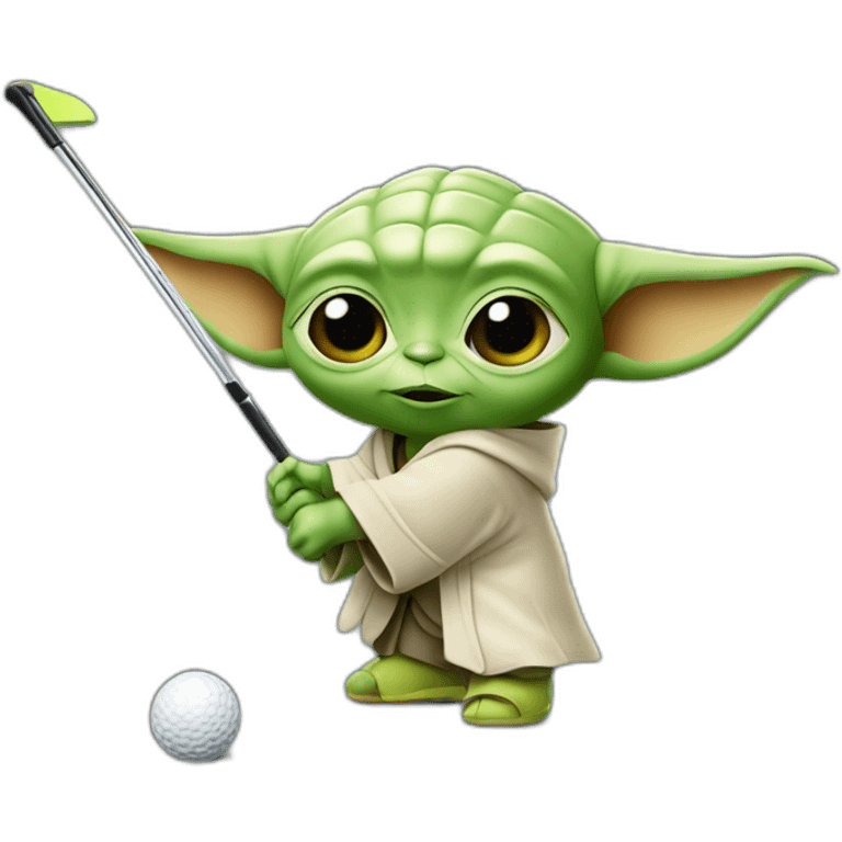 Bébé yoda qui joue au golf emoji