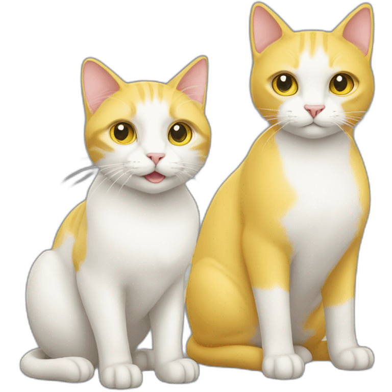 A yellow cat and a white cat emoji