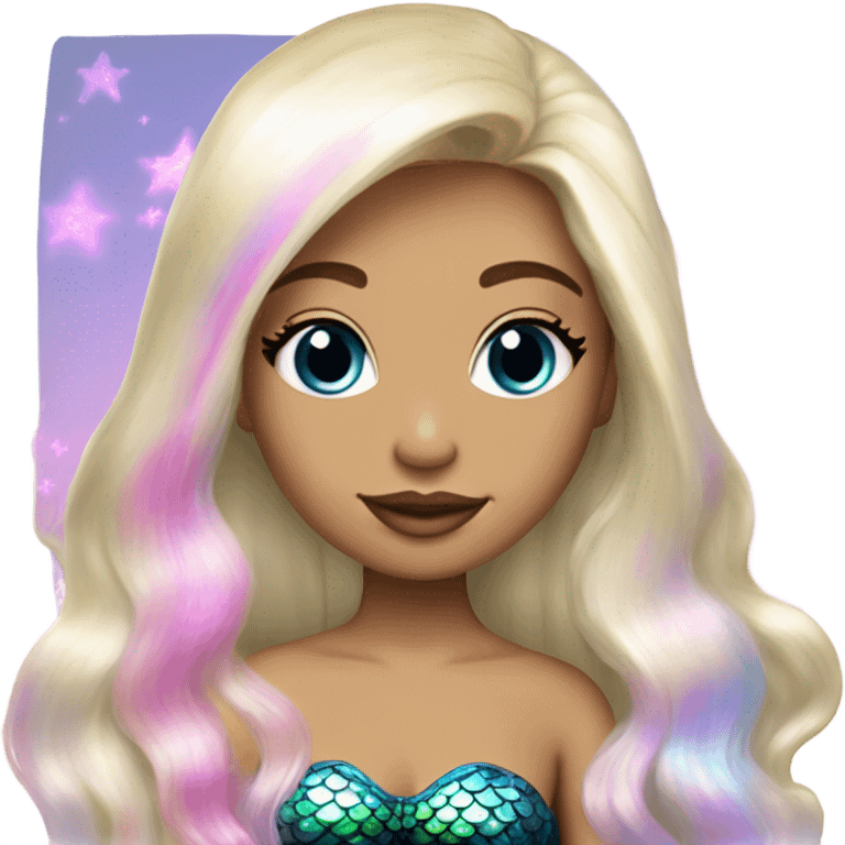 mermaid, magical, blonde hair, pink lips, iridescent, mystical, shiny, holographic, straight hair with highlights emoji