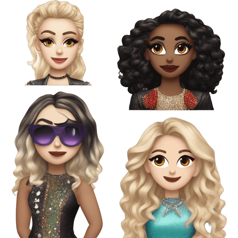 charli xcx, sabrina carpenter, and drag queen chappell roan emoji