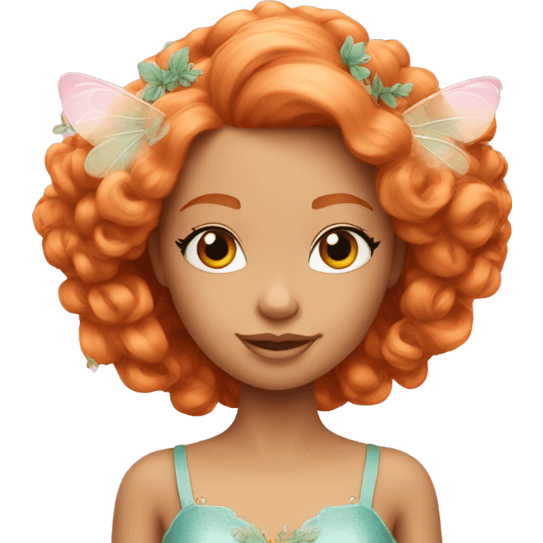 Beautiful ginger Barbie fairy emoji