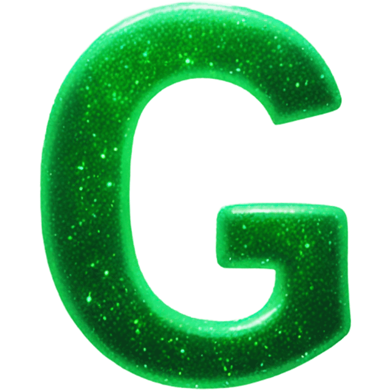 green glowing Glitter letter G emoji