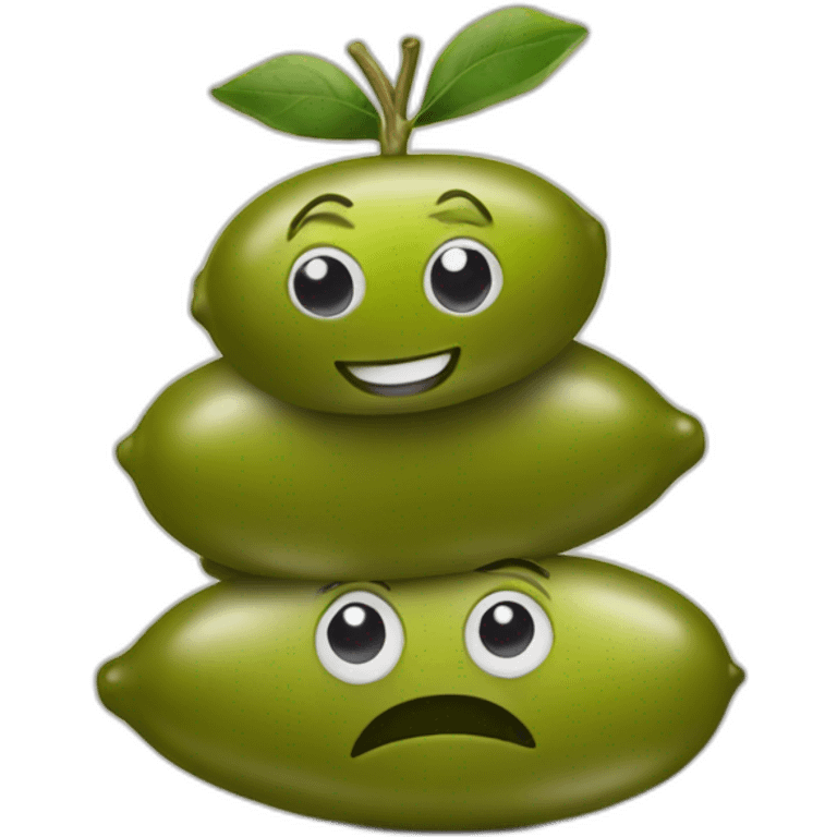 stack of two olives but one is feeling weird emoji