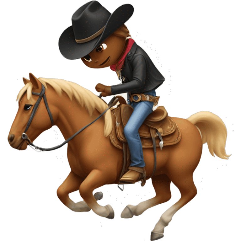 a cat riding a horse with a cowboy hat emoji