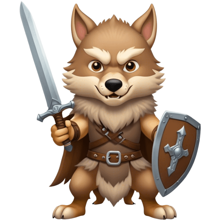 Aggressive Viking wolf with sword emoji