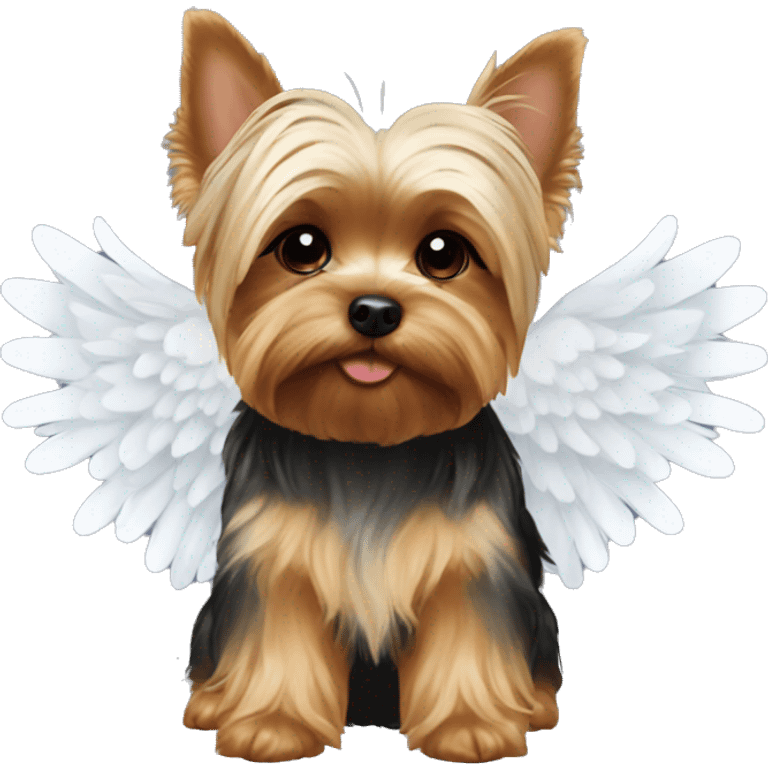 yorkie with angel wings and halo emoji